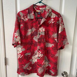 Havana Jacks Cafe Mens Short Sl Button Down Floral Hawaiian 100% Silk Size M